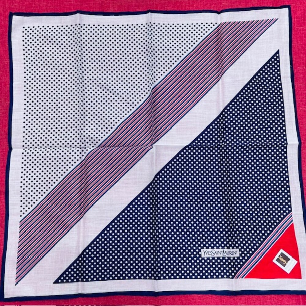 Set Necktie Silk : Hermes Paris & Les Mues Paris Blue + YSL Handkerchief 16"(48 - Picture 14 of 15